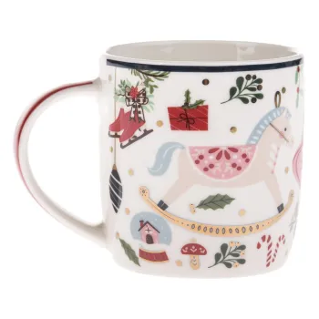 Cana alba din portelan 370 ml cu model de Craciun - Dakls imagine