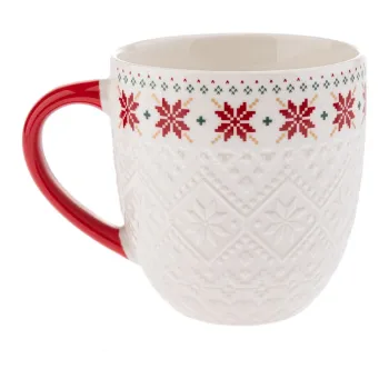 Cana alba din portelan 630 ml cu model de Craciun Knitting - Dakls imagine