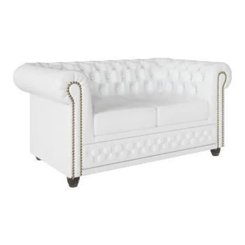 Canapea alba cu tapiterie din imitatie de piele 148 cm York - Ropez imagine