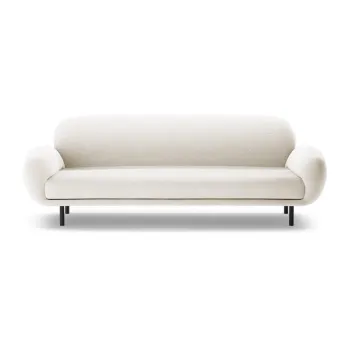 Canapea alba cu tapiterie din tesatura boucle 208 cm Poppy - Micadoni imagine