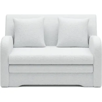 Canapea alba extensibila/cu spatiu de depozitare cu tapiterie din tesatura boucle 130 cm Ario - ELTAP imagine