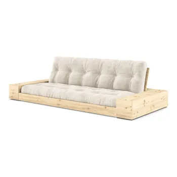 Canapea alba extensibila cu tapiterie din catifea reiata 244 cm Base - Karup Design imagine