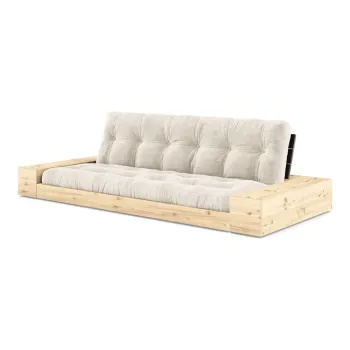 Canapea alba extensibila cu tapiterie din catifea reiata 244 cm Base - Karup Design imagine