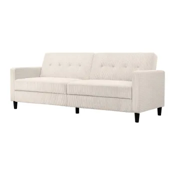 Canapea alba extensibila cu tapiterie din catifea reiata 82 cm Hartford - Storaa imagine