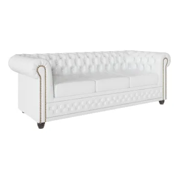 Canapea alba extensibila cu tapiterie din imitatie de piele 203 cm York - Ropez imagine