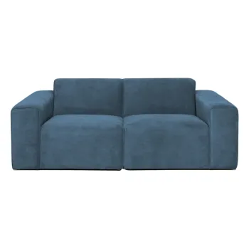 Canapea albastra cu tapiterie din catifea reiata 202 cm Sting - Scandic imagine
