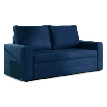 Canapea albastra extensibila/cu spatiu de depozitare cu tapiterie din catifea 151 cm Wave - ELTAP imagine