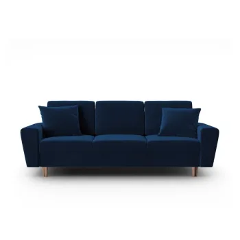 Canapea albastra extensibila, cu spatiu de depozitare cu tapiterie din catifea 235 cm Kyoto - Cosmopolitan Design imagine