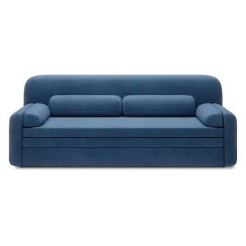 Canapea albastra extensibila/cu spatiu de depozitare cu tapiterie din catifea reiata 236 cm Elioss - ELTAP imagine