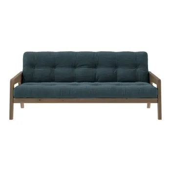 Canapea albastra extensibila cu tapiterie din catifea reiata 204 cm Grab - Karup Design imagine