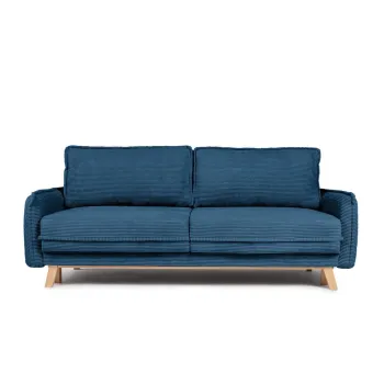 Canapea albastra extensibila cu tapiterie din catifea reiata 218 cm Tori - Bonami Selection imagine