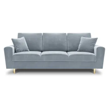 Canapea albastru-deschis extensibila, cu spatiu de depozitare cu tapiterie din catifea 235 cm Kyoto - Cosmopolitan Design imagine