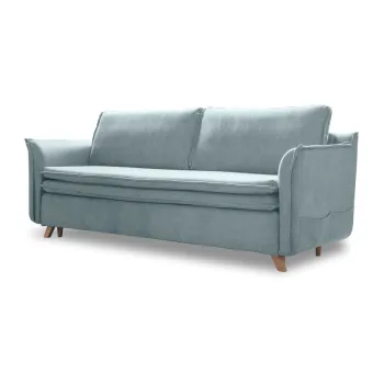 Canapea albastru-deschis extensibila cu tapiterie din catifea 225 cm Charming Charlie - Miuform imagine