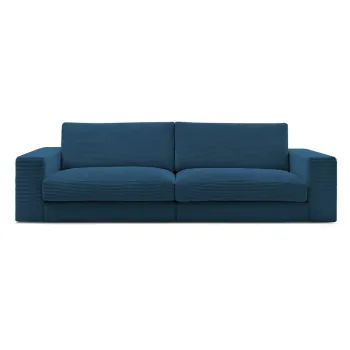 Canapea albastru-inchis cu tapiterie din catifea reiata 274 cm Leonard - Bobochic Paris imagine