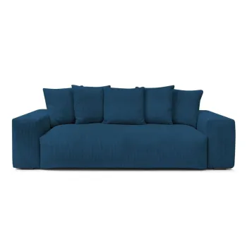 Canapea albastru-inchis cu tapiterie din catifea reiata 280 cm Voltaire - Bobochic Paris imagine