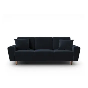 Canapea albastru-inchis extensibila, cu spatiu de depozitare cu tapiterie din catifea 235 cm Kyoto - Cosmopolitan Design imagine