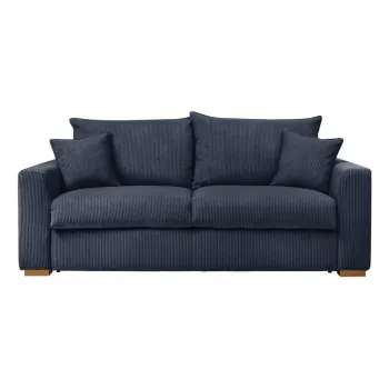 Canapea albastru-inchis extensibila cu tapiterie din catifea reiata 225 cm Augustin - Bobochic Paris imagine