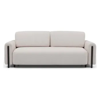 Canapea bej/crem extensibila/cu spatiu de depozitare cu tapiterie din tesatura boucle 244 cm Arcadova - ELTAP imagine