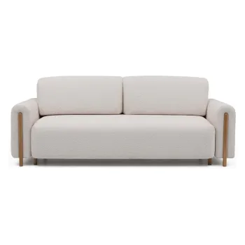 Canapea bej/crem extensibila/cu spatiu de depozitare cu tapiterie din tesatura boucle 244 cm Arcadova - ELTAP imagine