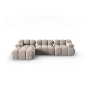 Canapea bej cu tapiterie din catifea 285 cm Bellis - Micadoni Home imagine