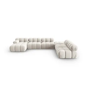 Canapea bej cu tapiterie din catifea 379 cm Bellis - Micadoni Home imagine