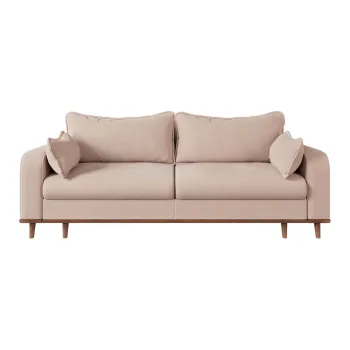 Canapea bej cu tapiterie din catifea reiata 220 cm Beata - Ropez imagine