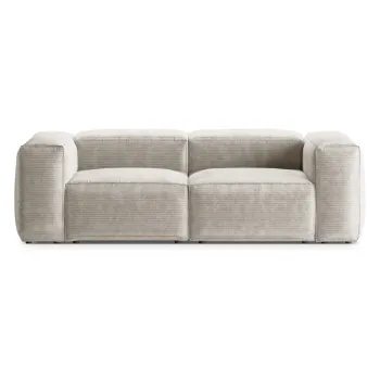 Canapea bej cu tapiterie din catifea reiata 224 cm Bergano - Cosmopolitan Design imagine