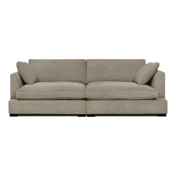 Canapea bej cu tapiterie din catifea reiata 236 cm Mobby - Scandic imagine