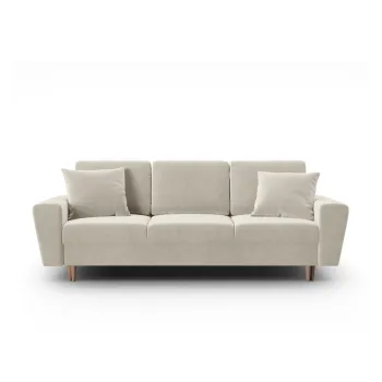 Canapea bej extensibila, cu spatiu de depozitare cu tapiterie din catifea 235 cm Kyoto - Cosmopolitan Design imagine