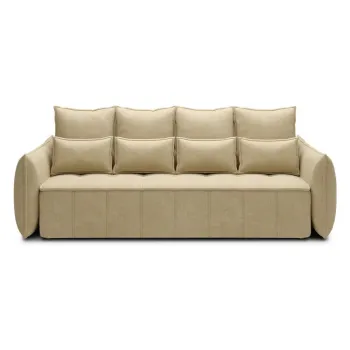 Canapea bej extensibila/cu spatiu de depozitare cu tapiterie din catifea 242 cm Weltton - ELTAP imagine