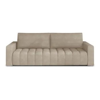 Canapea bej extensibila/cu spatiu de depozitare cu tapiterie din catifea 247 cm Lazaro - ELTAP imagine