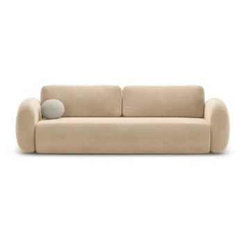 Canapea bej extensibila/cu spatiu de depozitare cu tapiterie din catifea 262 cm Tonale - Cosmopolitan Design imagine