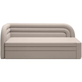 Canapea bej extensibila/cu spatiu de depozitare cu tapiterie din catifea cu colt pe partea dreapta 223 cm Fabillo - ELTAP imagine