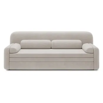 Canapea bej extensibila/cu spatiu de depozitare cu tapiterie din catifea reiata 236 cm Elioss - ELTAP imagine