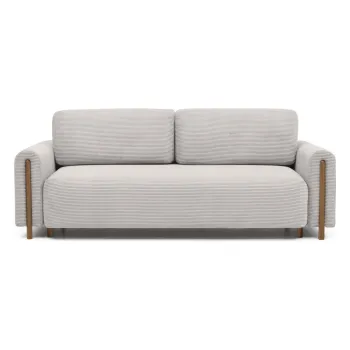 Canapea bej extensibila/cu spatiu de depozitare cu tapiterie din catifea reiata 244 cm Arcadova - ELTAP imagine