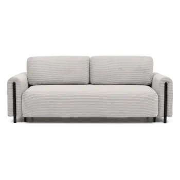 Canapea bej extensibila/cu spatiu de depozitare cu tapiterie din catifea reiata 244 cm Arcadova - ELTAP imagine