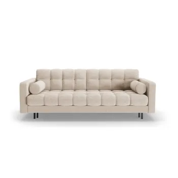 Canapea bej extensibila, cu spatiu de depozitare cu tapiterie din tesatura boucle 222 cm Bali - Cosmopolitan Design imagine