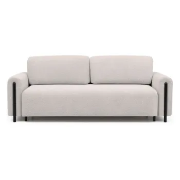 Canapea bej extensibila/cu spatiu de depozitare cu tapiterie din tesatura boucle 244 cm Arcadova - ELTAP imagine