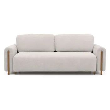 Canapea bej extensibila/cu spatiu de depozitare cu tapiterie din tesatura boucle 244 cm Arcadova - ELTAP imagine