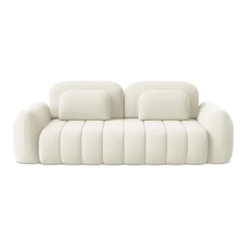 Canapea bej extensibila/cu spatiu de depozitare cu tapiterie din tesatura boucle 266 cm Pele - Makamii imagine