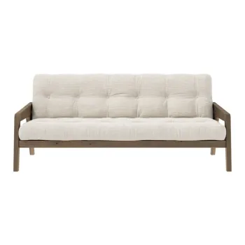 Canapea bej extensibila cu tapiterie din catifea reiata 204 cm Grab - Karup Design imagine