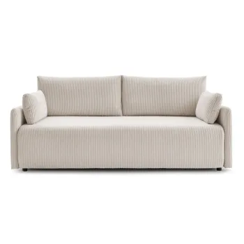 Canapea bej extensibila cu tapiterie din catifea reiata 211 cm Marcel - Bobochic Paris imagine