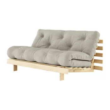 Canapea bej extensibila cu tapiterie din in 160 cm Roots - Karup Design imagine