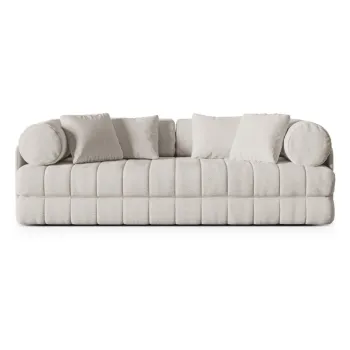 Canapea bej extensibila cu tapiterie din tesatura boucle 206 cm Kemi - Cosmopolitan Design imagine