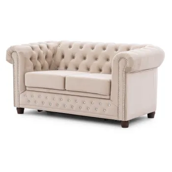 Canapea bej extensibilAcu tapiE>erie din catifea 148 cm York Blik aEURRopez imagine