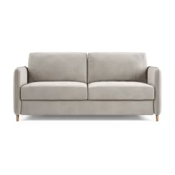 Canapea bej pentru dormitul zilnic cu tapiterie din catifea 184 cm Simo - Micadoni imagine