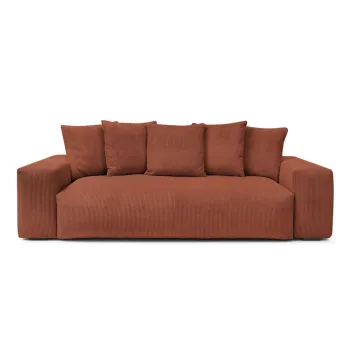 Canapea caramizie cu tapiterie din catifea reiata 280 cm Voltaire - Bobochic Paris imagine