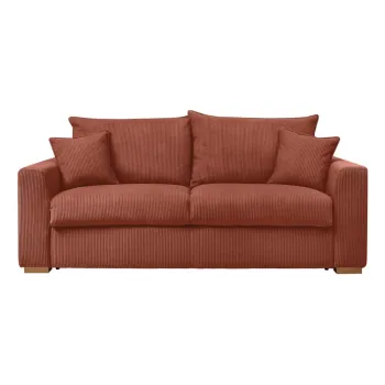 Canapea caramizie extensibila cu tapiterie din catifea reiata 225 cm Augustin - Bobochic Paris imagine