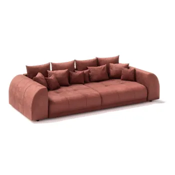 Canapea caramizie extensibila cu tapiterie din catifea reiata 310 cm Vanessa - Ropez imagine