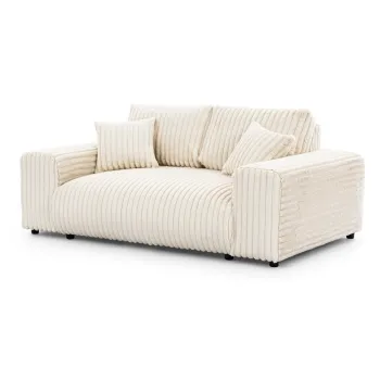 Canapea crem cu tapiterie din catifea reiata 178 cm Justin - Ropez imagine